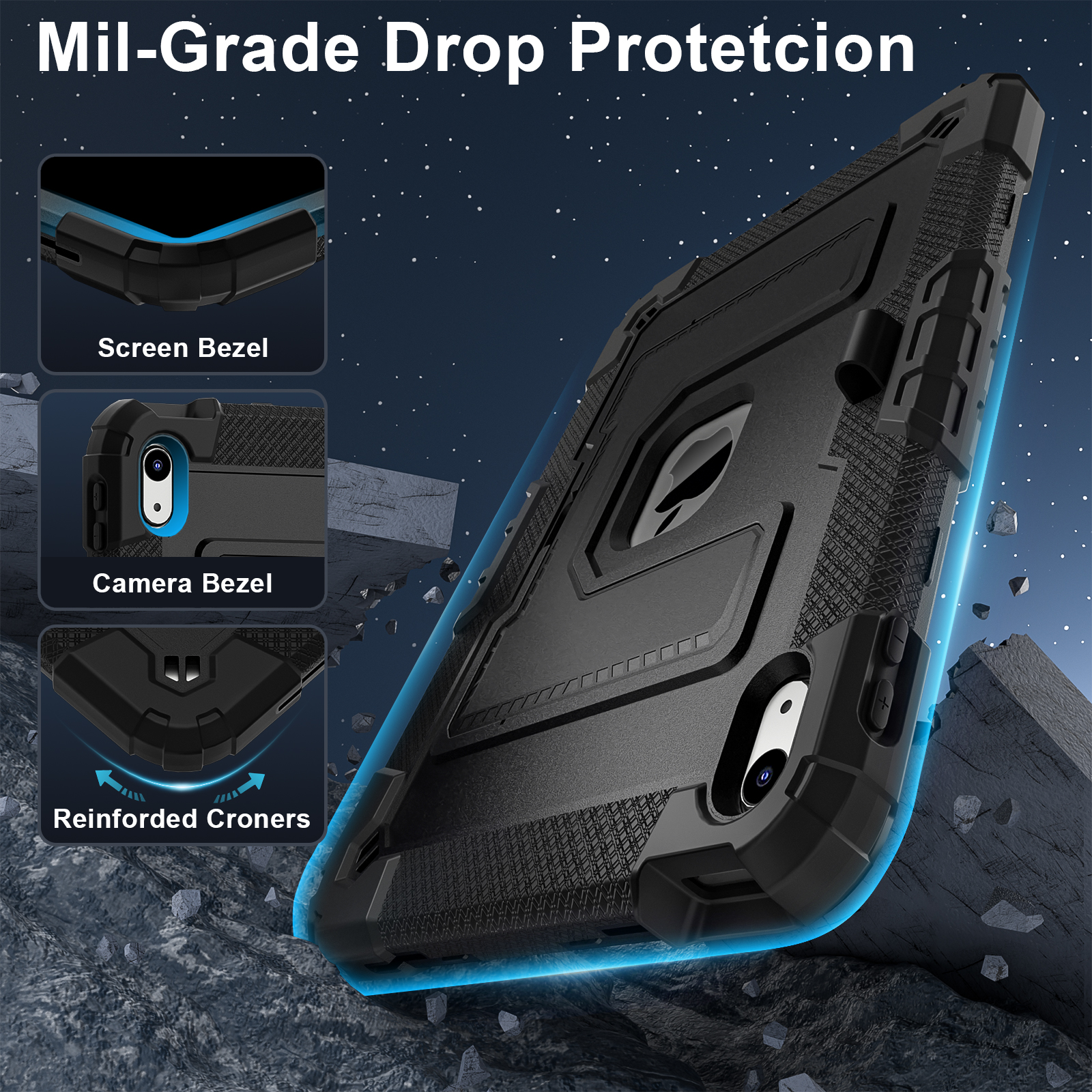 Funda para tableta para IPad A16 11th 2025 10th Gen Air 4 5 10,9 Pro 11 pulgadas Mini 6 7 niños soporte cordón a prueba de golpes protege cubierta resistente