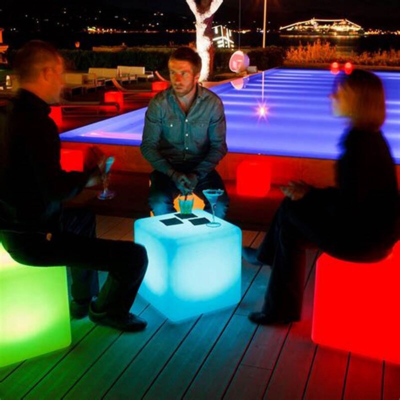 Cubo de luz LED Solar para exteriores, luz impermeable para jardín, terraza, , muebles luminosos de Color, paisaje de playa, 20cm
