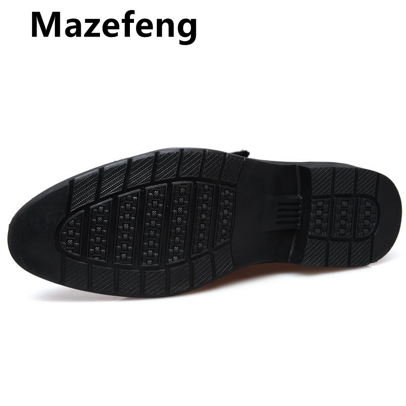 Męskie buty wizytowe klasyczne skórzane klamry formalne ślubne robić biura brązowe czarne buty z paskiem mnisim