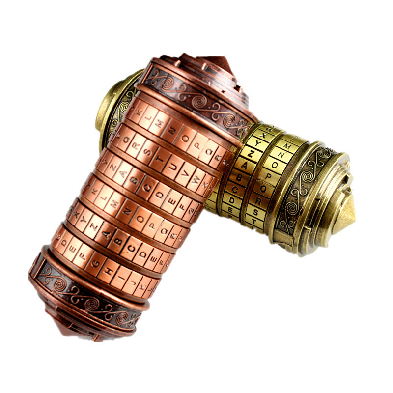 LeLeonardo DaVinci Code Lock Metal Bronze Criptex Locks Wedding Valentine's Day Letter Password Escape Chamber Props