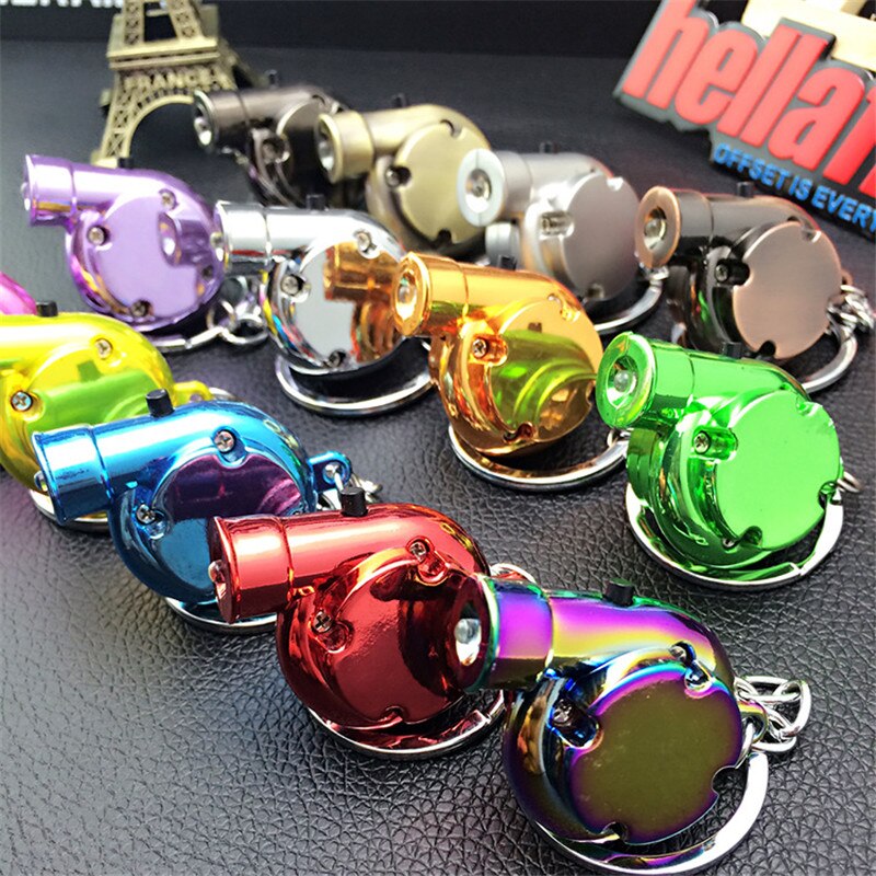Mini Turbo Turbocharger Keychain Spinning Turbine Key Chain Ring Keyring With light Keyfob Car Keyring Car Interisor Accessorie