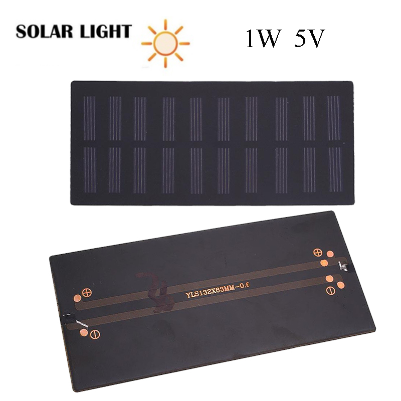 1W 5V 2000mAh 132x63mm Polycrystalline Silicon Solar Panels Battery Charger DIY Outdoor Charging