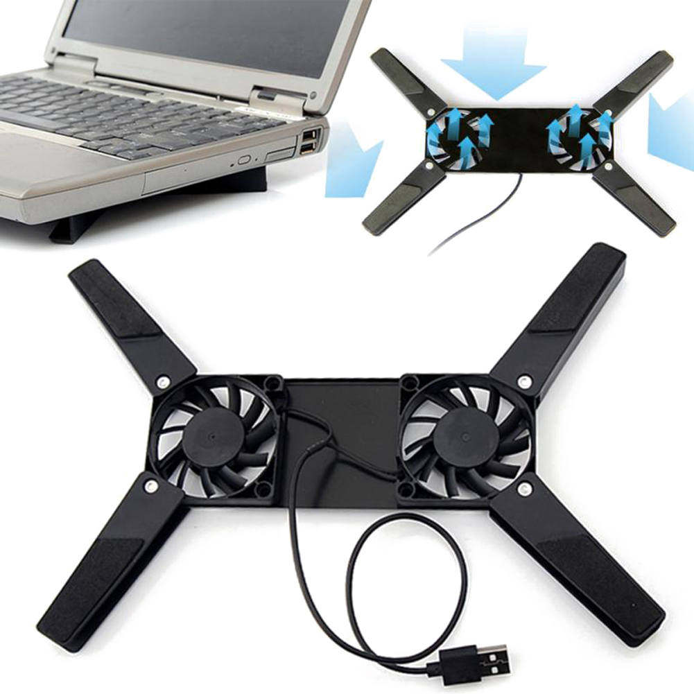 USB Powered Foldable Cooler Pad with Double 60mm Fans Laptop Stand Notebook Cooling Pad for Notebook Laptop PC Computer