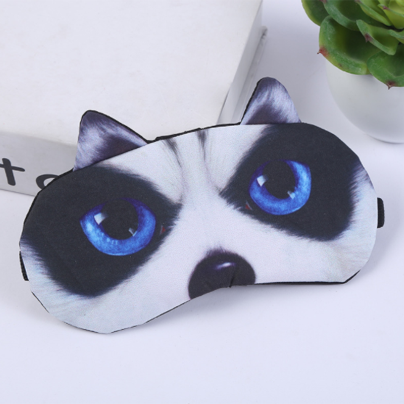 Masque oculaire pour hommes et femmes, bandeau pour les yeux, ombre en sommeil naturel, Patch pour les yeux, mignon chat et chien, bandeau doux, voyage: Short nose blue ey