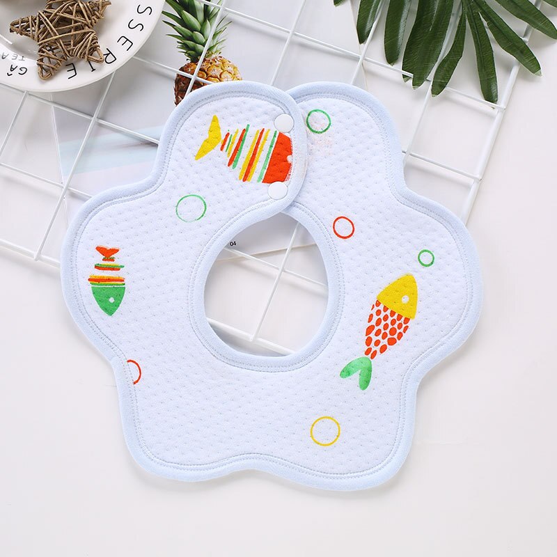 Baby Lätzchen Druck 360 ° Rotierenden Saugfähigen Speichel Handtuch Babys Zubehör Neugeborenen Weich und Bequem Baby Waren für Baby Jungen: Blau Fisch