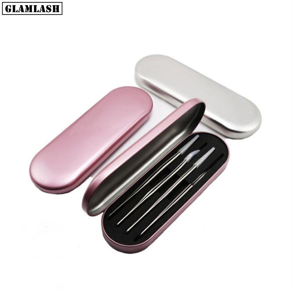 Glamlash Blik Pincet Case Rose Goud/Zilver Opbergdoos Makeup Tools
