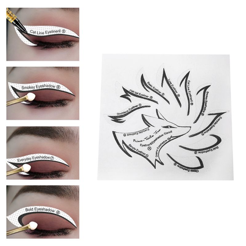 Kit de plantillas de sombra de ojos delineador de ojos materiales no tejidos 12 estilos de maquillaje pegatinas para plantillas herramientas de modelado de tarjetas