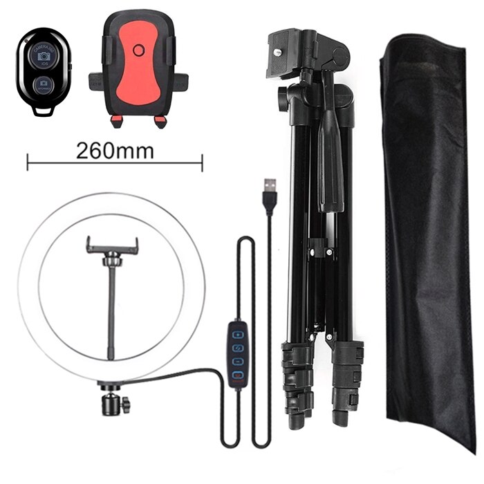 Selfie Ring Lamp Voor Ring Telefoon Fotografie Verlichting Led Ring Licht Selfie Camera Statief Kit Foto Apparatuur Para Air Black: 6
