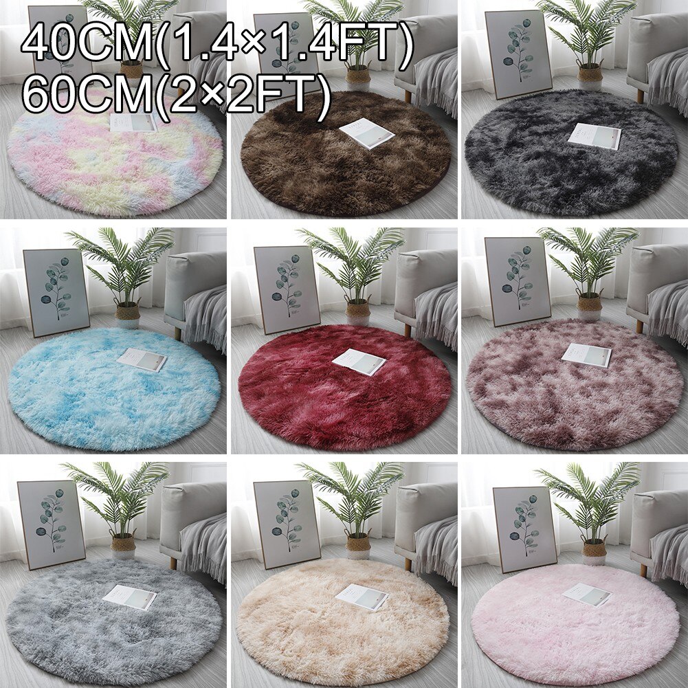 Petit tapis rond antidérapant, coloré, 40/60/80cm, pour salon et chambre à coucher, impression de teinture par nouage, décoration de la maison, hiver