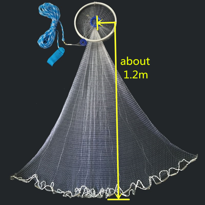 Finefish Easy Cast Nets Steel Sinker Catch Fishing Net With Ring Small Mesh Fly Hand Throw Gillnet: A24