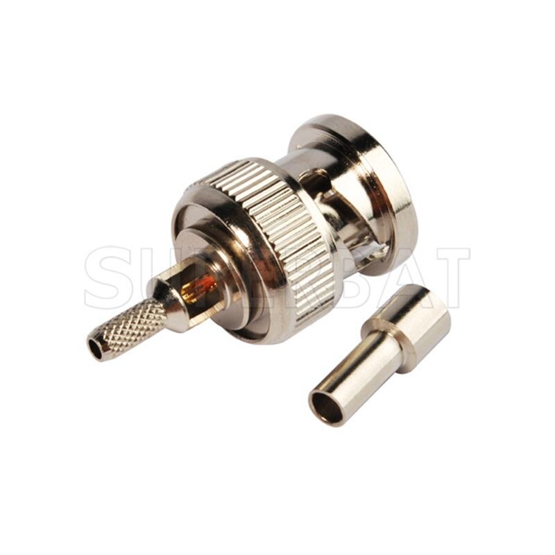 Superbat 10 Uds 75 Ohm BNC enchufe macho recto Crimp accesorio conector Coaxial RF para Cable RG174 RG316 LMR100 RG179 Video Test