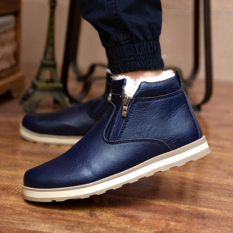 taille hommes hiver bottes chaussures décontractées hommes en peluche neige bottes bottines fourrure chaussures en cuir ghn78