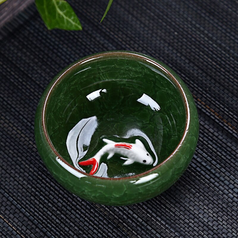 Celadon poisson service à thé bouilloire en céramique tasse à thé en céramique poisson chinois Kung Fu thé chinois personnes en céramique Kung Fu service à thé YU-H