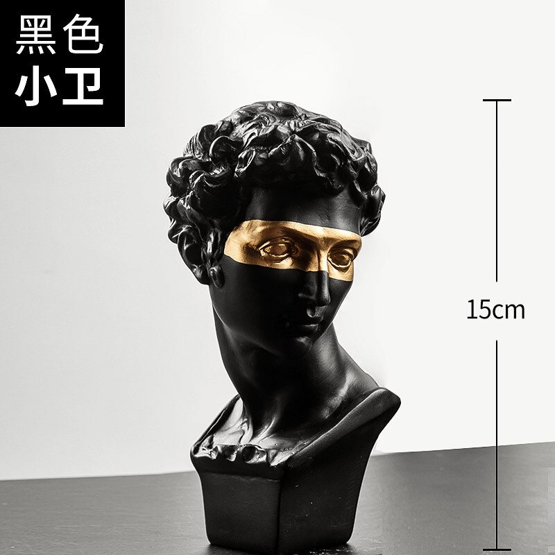 Sculpture David Head Resin Statue Europe David Statues Nordic Home Decoration Accessories Modern Home Decor Office Tabletop: Black