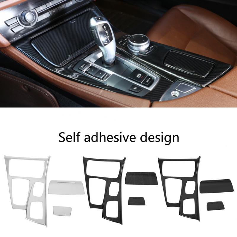 1 Set Auto Interieur Middenconsole Versnellingspook Panel Cover Trim voor BMW 5 Serie F10 Carbon fiber/Chrome/Houten