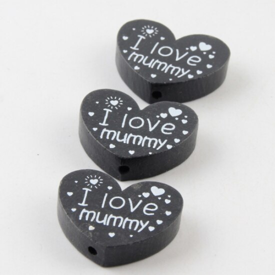 10pcs/lot Wooden DIY (I love mummy) Heart-Shaped Wooden Beads For Children's Toys & Pacifier Clip Spacer Beads: Color 5