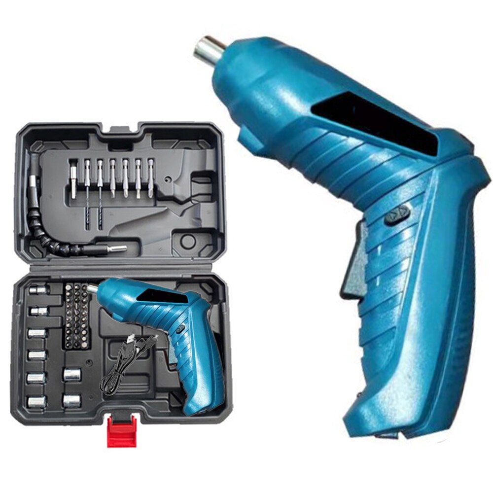 Vastar 47/16/3pcs/set Mini Electric Screwdriver USB 2-Speed Household Electric Screwdriver Drill for Door Assembly Power Tools: 47pcs blue set