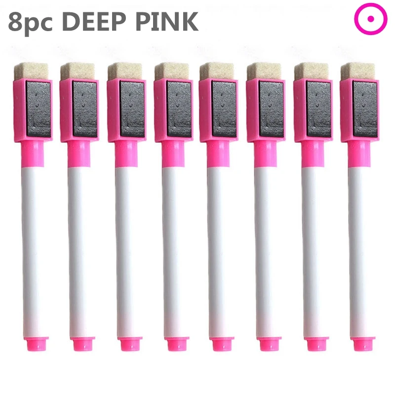 8PC Magnetic Colorful Whiteboard Pen Black White Board Markers Built In Eraser School Supply children's Graffiti Drawing pen: Red