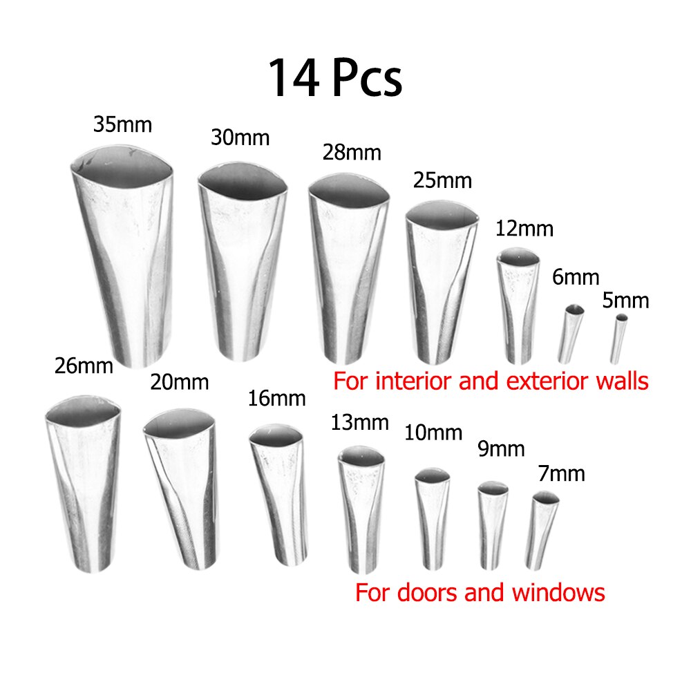 5-35mm Silicone Caulk Nozzle Applicator Caulking Finisher Glue Sealant Stainless Steel Finishing Tool Kitchen Bathroom Sink: 14PCS