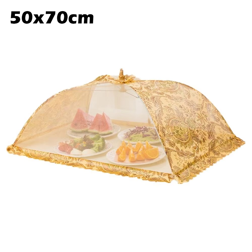 Foldable Food Covers Anti Fly Mosquito Breathable Dining Table Mesh Cover Dustproof Vegetable Cover Umbrella: Red