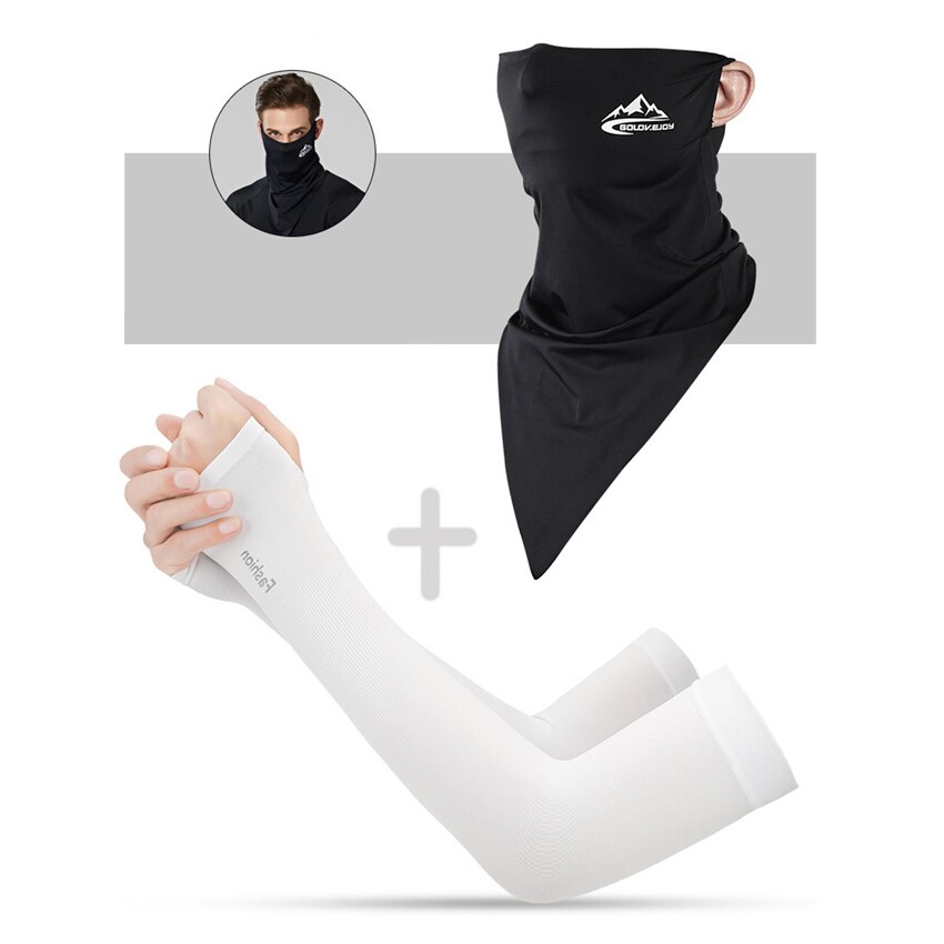 Summer Men Scarf Ice Silk Anti-sweat Headwear Outdoor Cool Sun-proof Face Mask Elastic Wind-proof Anti-UV Bandana Fast: Scarf and Sleeves G