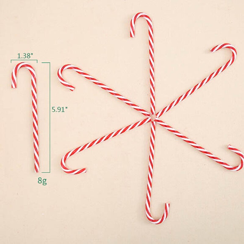 6Pcs Plastic Candy Cane Ornaments For Festival Party Xmas Christmas Tree Hanging Decorations