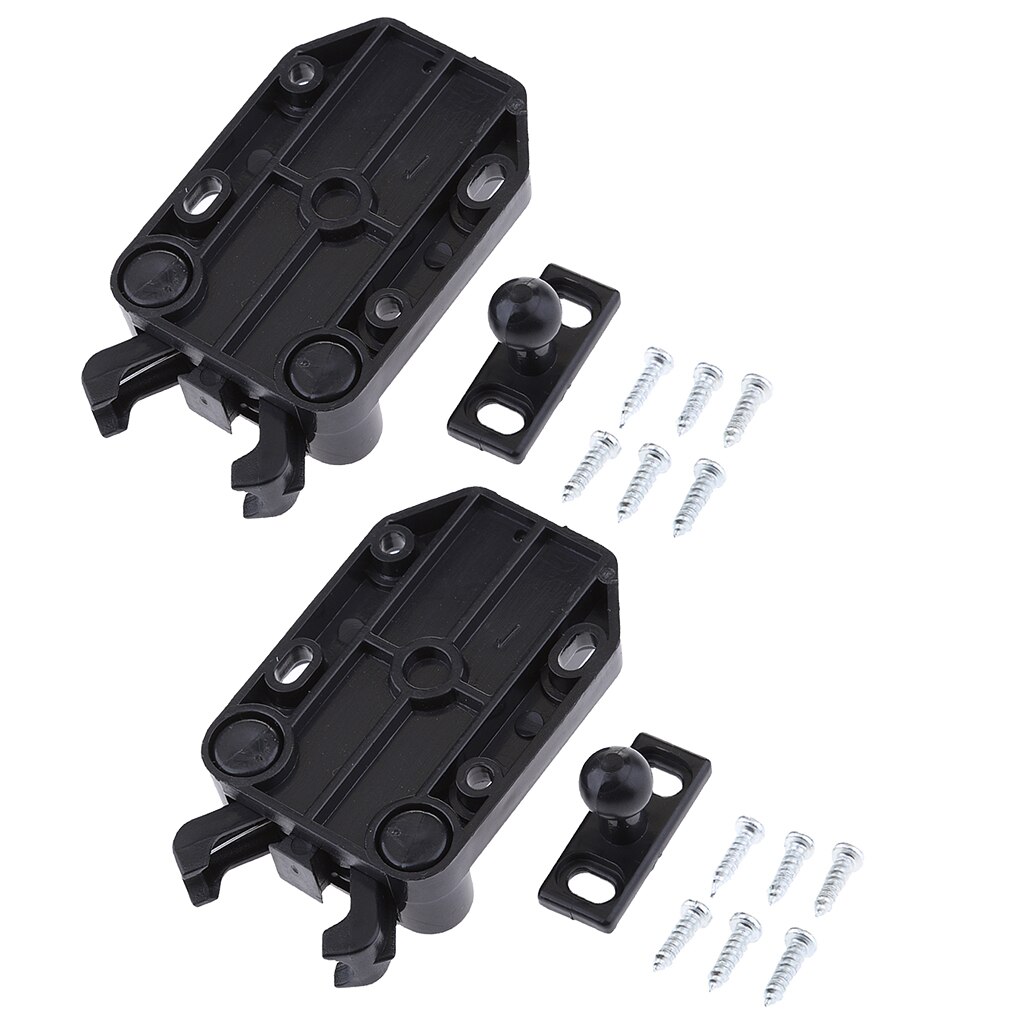 2x Loft Catch Hatch Push Attic Cupboard Latch Press Lock Cabinet Panel Black