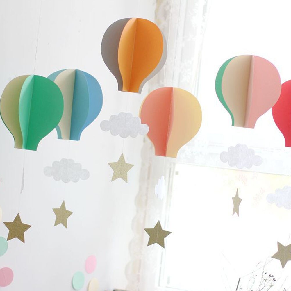 1pc Air Balloon Paper Garland Hanging Decorations Paper Ornaments Wedding Baby Shower Birthday Party Decoration Photo Booth