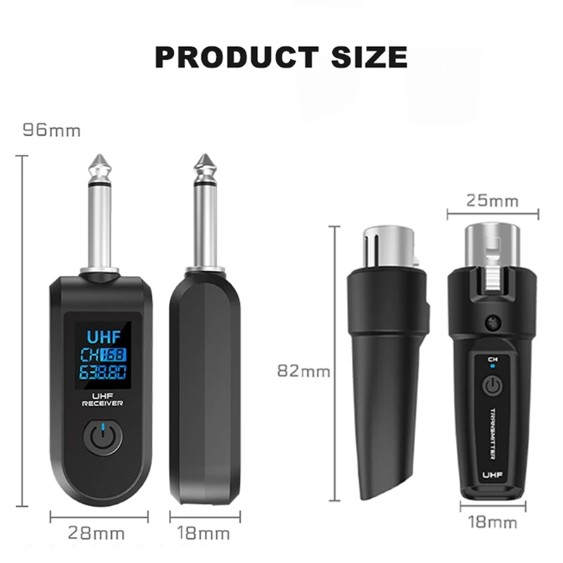 4x uhf xlr adaptador sistema de microfone sem fio transmissor receptor para microfone dinâmico guitarra misturador áudio sistema pa