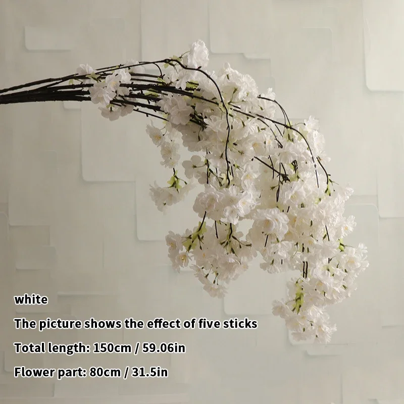 Künstliche Kirschblüte, rosa, weißer Kirschbaum, Seidenblume, Frühlingskirsche, DIY Bonsai-Bogen, Hochzeit, Requisiten, Heimdekoration: Weiß