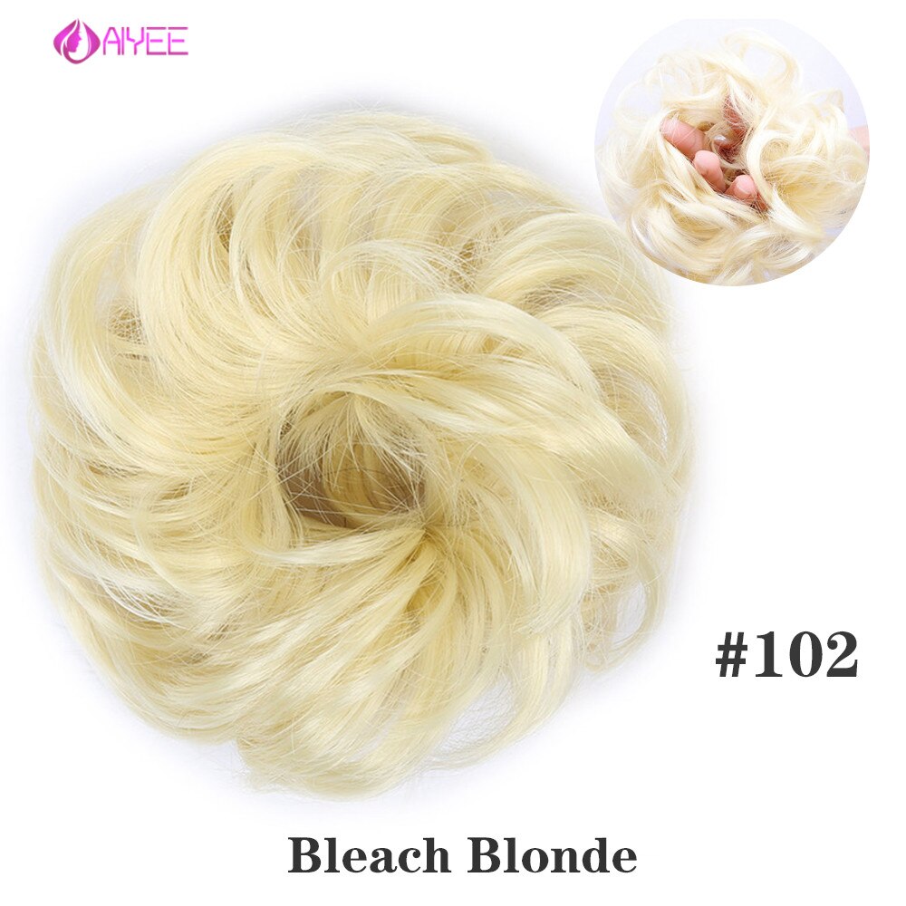 AIYEE Hair Piece Straight Hair Bun Tousled Messy Updo Bun Donut Elastic Chignons Ponytail Hairpiece Extension: 102