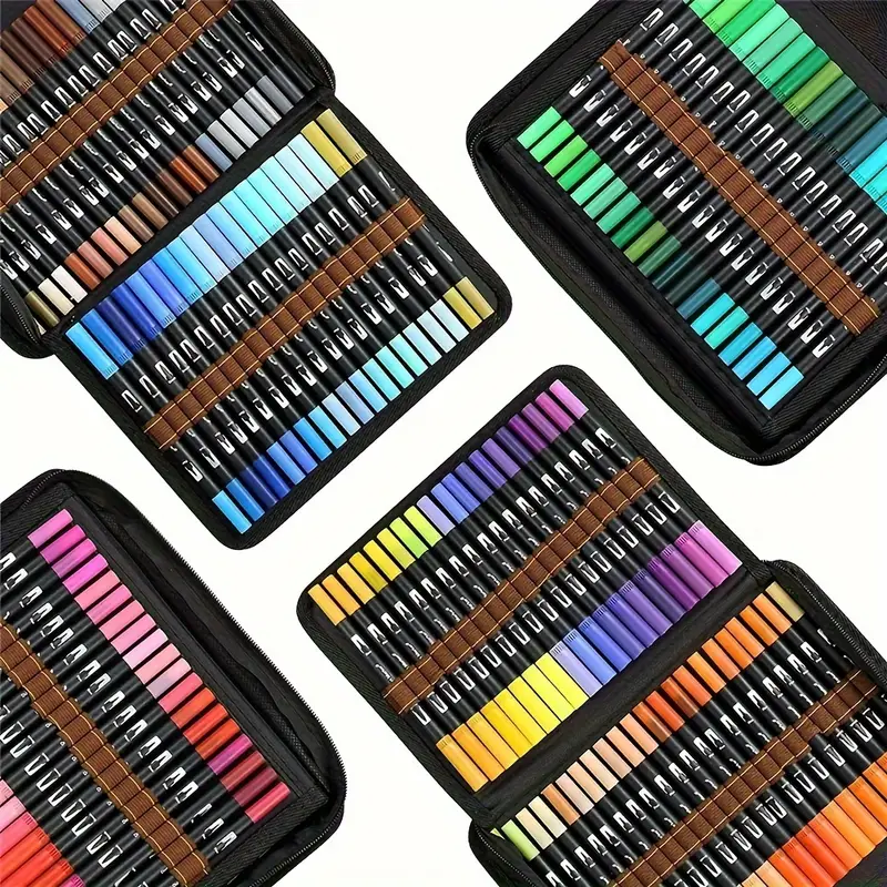 Marcadores de punta de pincel de 72/120/168 colores, marcadores artísticos, bolígrafos de pincel de doble punta, marcadores para colorear para libro de colorear, bolígrafos de pincel para letterin