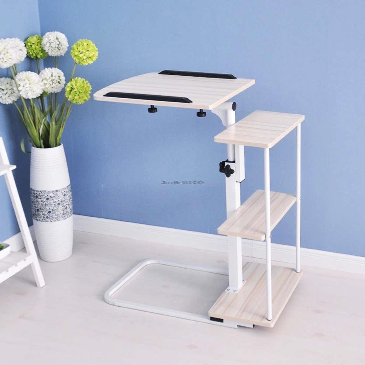 Large size Desktop Computer Table Adjustable Portable Laptop Desk Rotate Laptop Bed Table Can be Lifted Standing Desk with Wheel