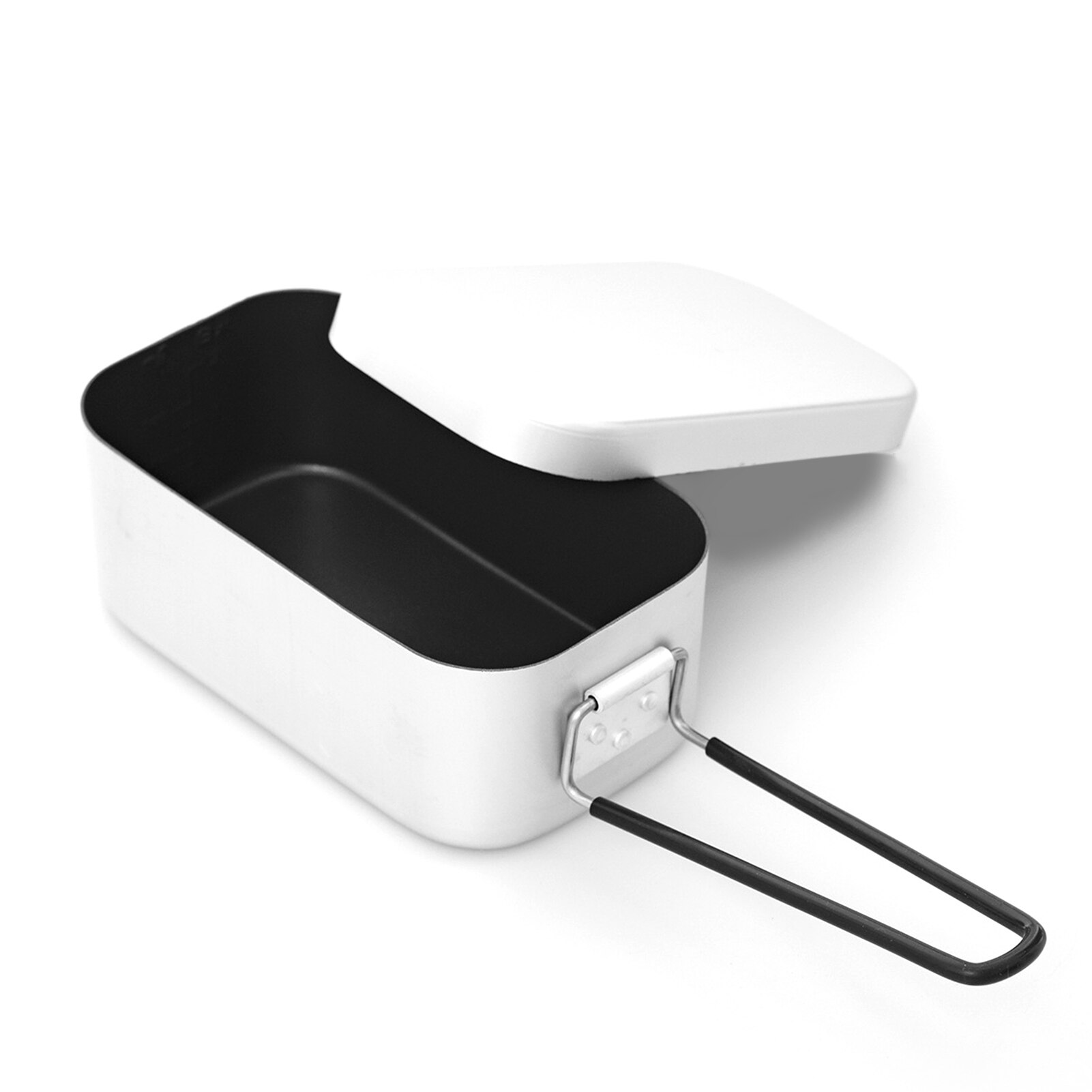 800ml Nonstick Aluminum Tin Box Lunch Box Food Storage Container w/ Handle for Camping Hiking Picnic Home camp cooking supplies: Silver