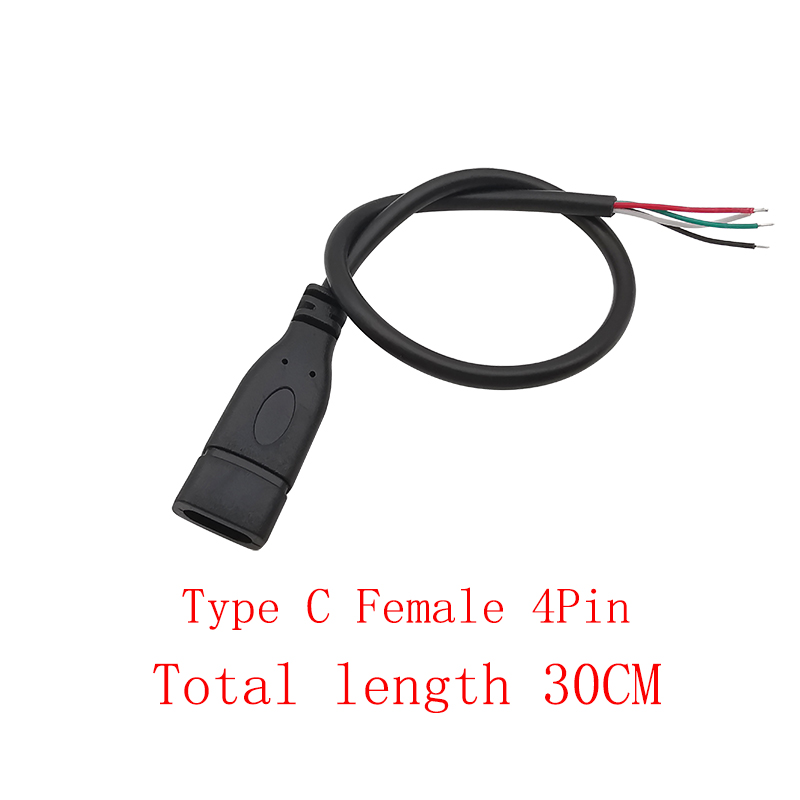 USB-voedingskabel Micro USB / USB 2.0 Type A / Type C 2/4 Pin Stekker Vrouwelijke Jack Draadconnector Data-oplaadsnoeren 30CM: Blauw / 5-9 Stks