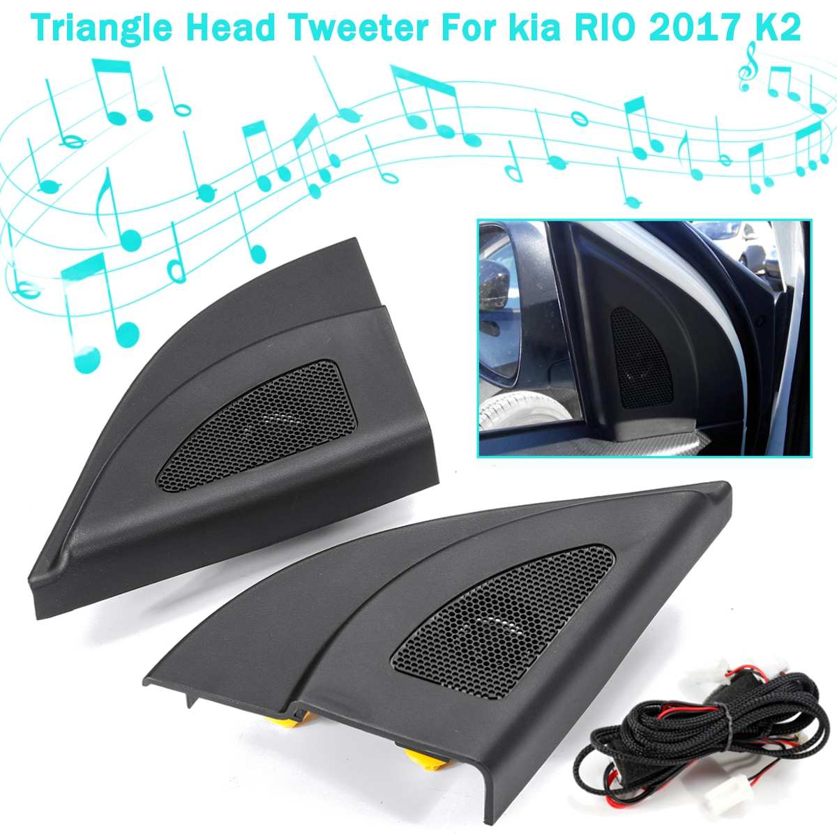 Pair Front Triangle Head Tweeter Althorn Speaker trumpet speakers tweeter with Wire For Hyundai Solaris