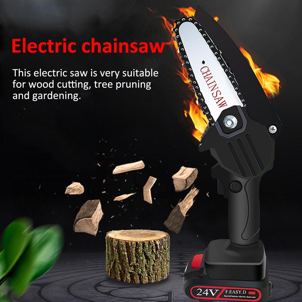 Upgraded Mini Electric Chain Saw Rechargeable Small Chain Saw Logging Pruning Artifact Gardening Tools Lithium Electric Saw