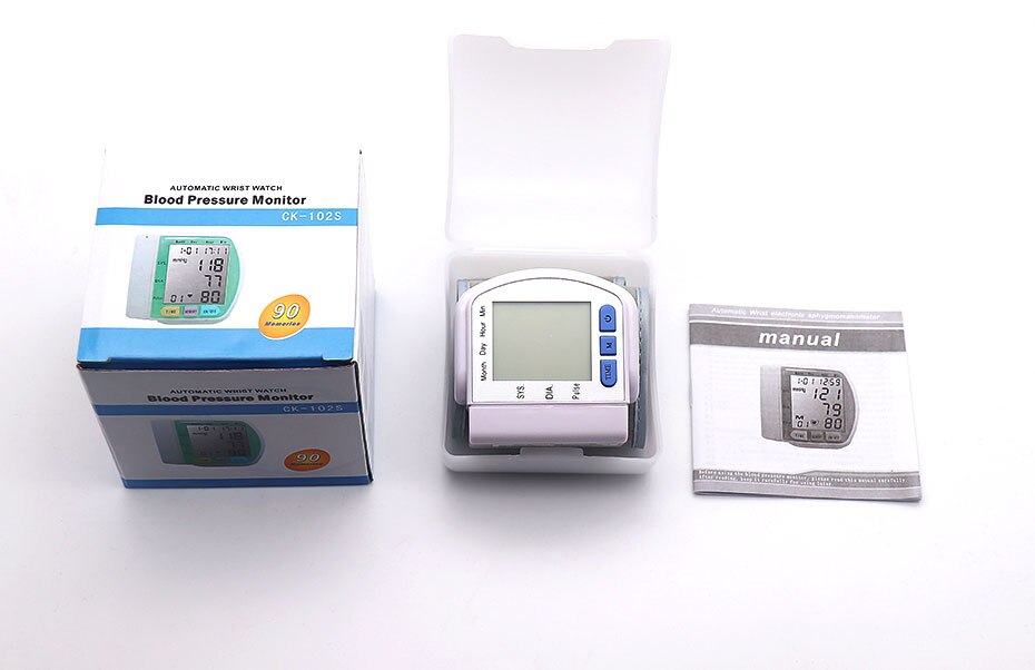 Automatisk digital håndleds blodtryksmåler lcd bp tonometer måler blodtryksmåler tensiometro tansiyon aleti pulsometer: Med sag