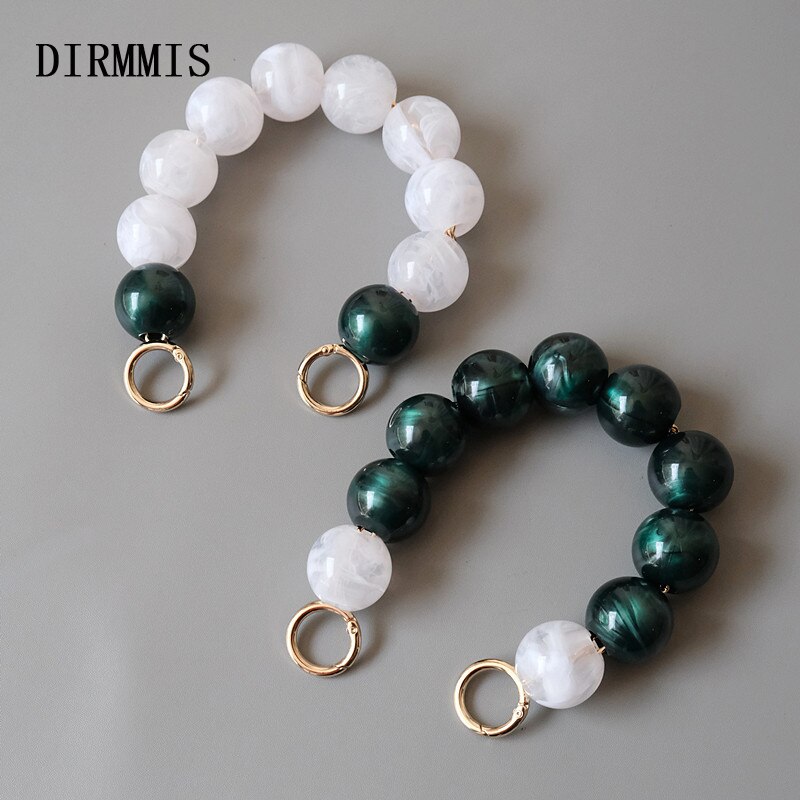Damestas accessoire wit groen acryl hars onderdeel luxe handgemaakte kralen polsband vrouwen vervangende tas handvat cirkel