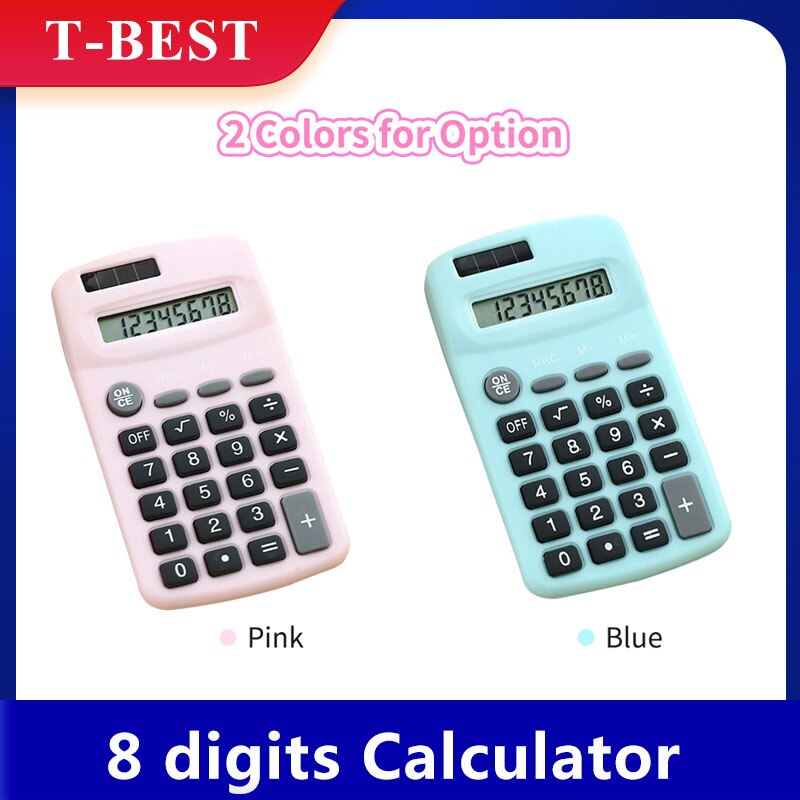 Mini Cute Calculator 8 Digits Display Solar & Battery Dual Power Portable Electronics Calculator Accounting Tool
