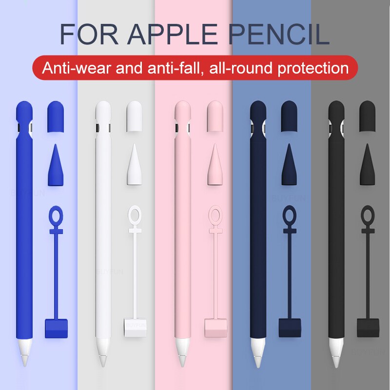 Full colors Soft Silicone Compatible for Apple Pencil Case Silicon Case for iPad Pro Tablet Touch Pen Pencil Stylus Sleeve Cover