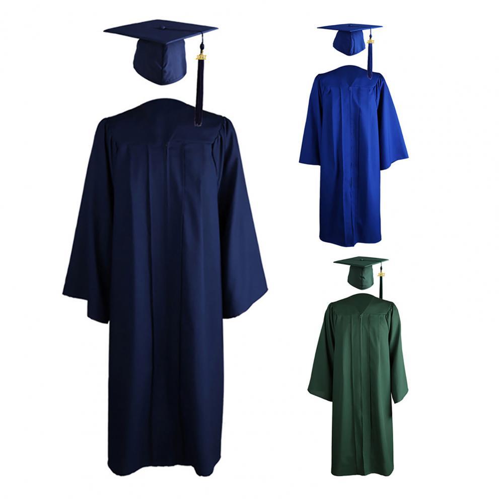 Unisex Adult Graduation Gown Robes Cap Clothing Set For High School University Academic Dress Collage Student Uniform 2XL