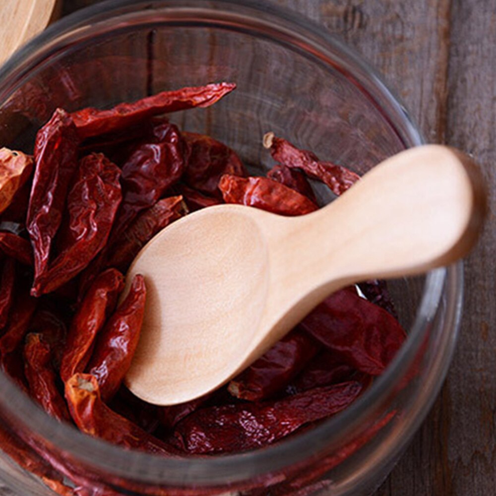 4Pcs Praktische Houten Lepels Jam Lepels Kruiden Lepel Korte Steel Lepel