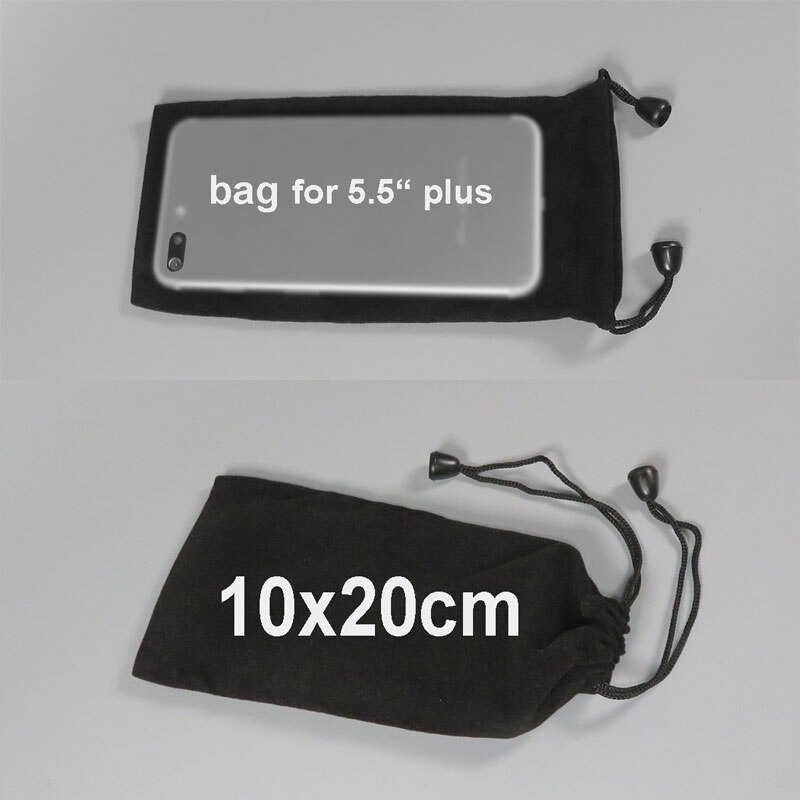 Pctonic zachte opbergtas velboa flanellen etui stoffen tas 10 x 20cm voor powerbank camera smartphone zwart voor iphone 6 7 plus
