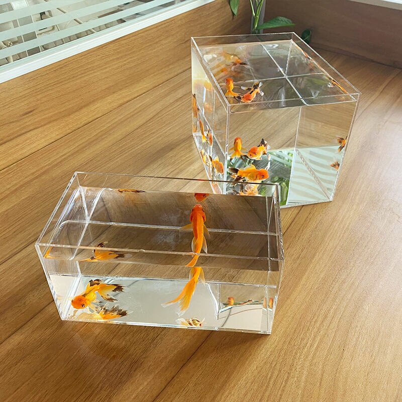 High Transparent Acrylic Desktop Separated Fish Tank for Betta Small Fish Open Aquarium Water Plant Tank Tortoise Tank