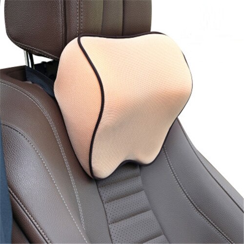 Auto Nek Hoofdsteun Kussen Auto Accessoires Kussen Auto Seat Hoofd Ondersteuning Nek Protector Automobiles Seat Neksteun Geheugen Katoen: Beige