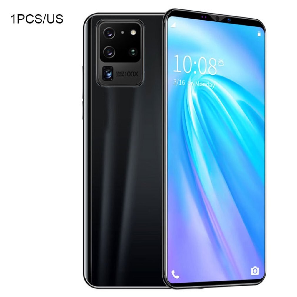S20 Pro Smartphone 5.8 Inch Screen Smartphone 512M+4G Android Smartphone 3D Glass Plated Back Cover Black: US Black