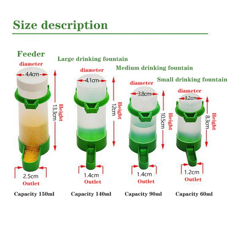 Bird Dispenser Bottle Drinking Cup Bowls For Pet Parrot Cage Bird Water Drinker Feeder Waterer