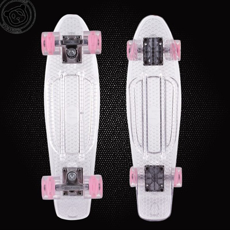 Mini Roller für Kinder Kunststoff Cruiser Skateboard Kleine Fisch Board Einzel Banana Skateboard Erwachsene Kinder Straße Skate Bord: Transparent  white