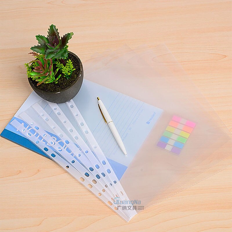 100Pcs/Lot A4 Clear Plastic Punched Pockets Folders Filing Thin 11Holes Loose Leaf Documents Sheet Protectors